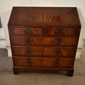 Ribalta inglese epoca Vittoriana in legno di mogano e prima di mogano interni in rovere