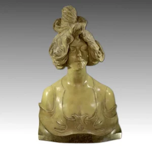 Scultura Goldscheider "La Fierté", antico busto firmato Haniroff