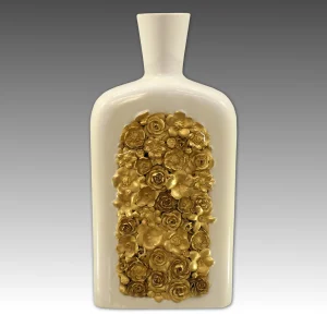 Pittoria di Doccia, bottiglia fiorita, porcellana bianca, oro - Giò Ponti, Richard Ginori