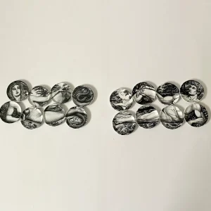 FORNASETTI, Set 16 Piattini Adamo ed Eva in porcellana