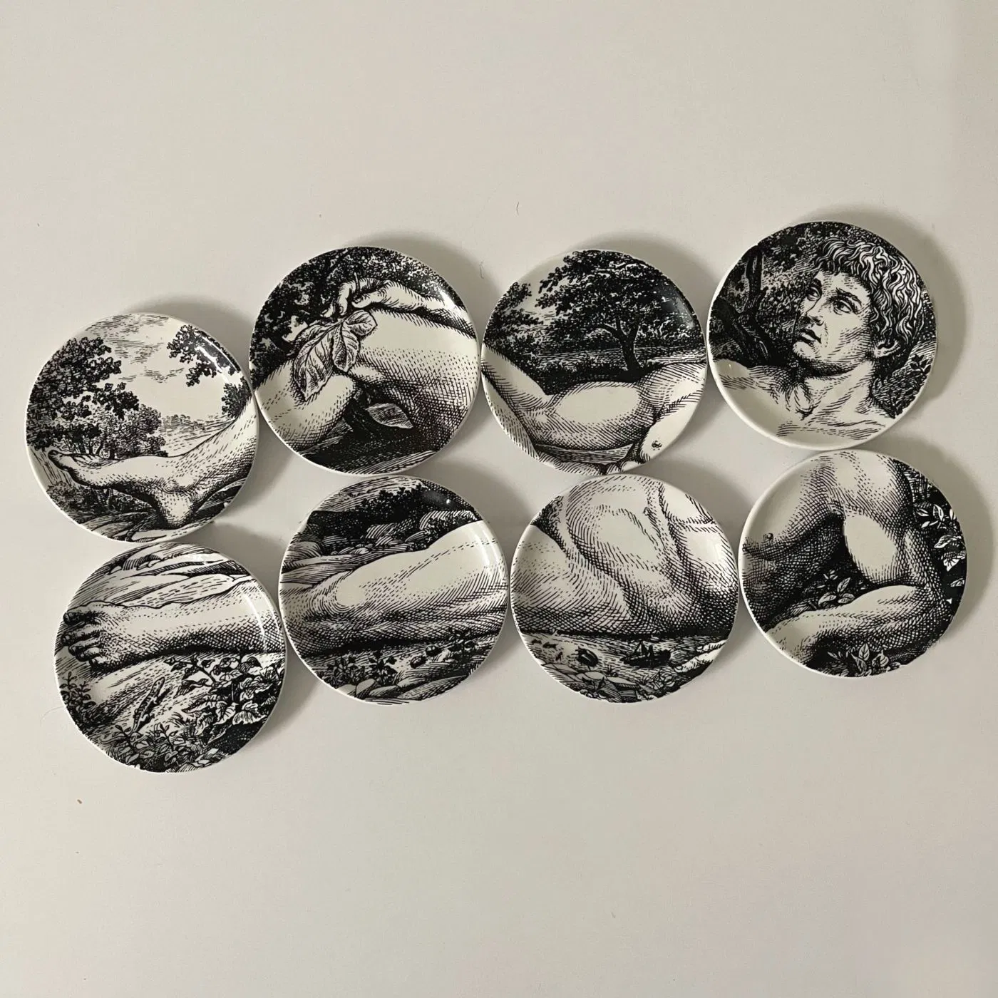 FORNASETTI, Set 16 Piattini Adamo ed Eva in porcellana - immagine 3