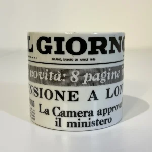 Porta sigarette tondo serie Giornali, ceramica - Piero Fornasetti