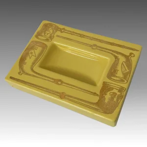 Posacenere serie Pipe ceramica serigrafata, giallo oro - Piero Fornasetti