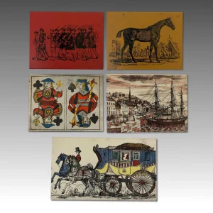 FORNASETTI PIERO, serie di 5 scatole Milano, anni '50