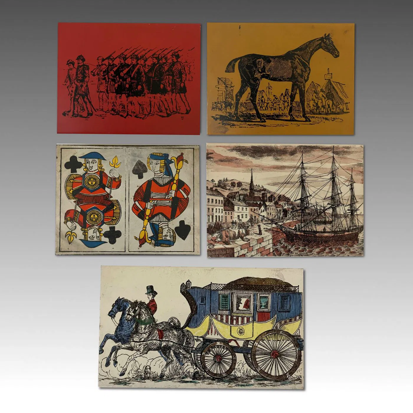 FORNASETTI PIERO, serie di 5 scatole Milano, anni '50