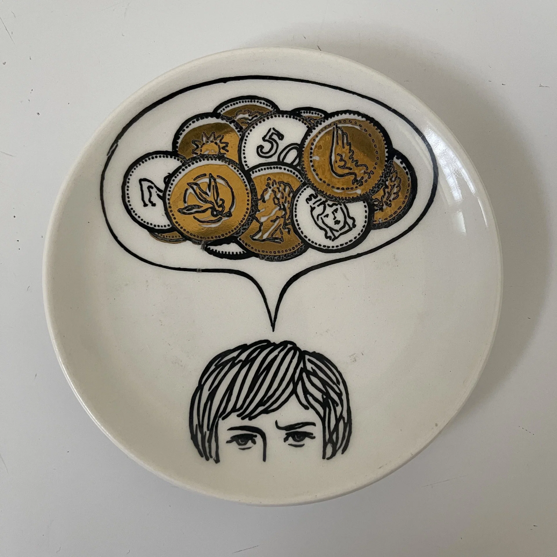 FORNASETTI PIERO, Otto sottobicchieri decoro "Monete" per Banca Unione Milano - immagine 4