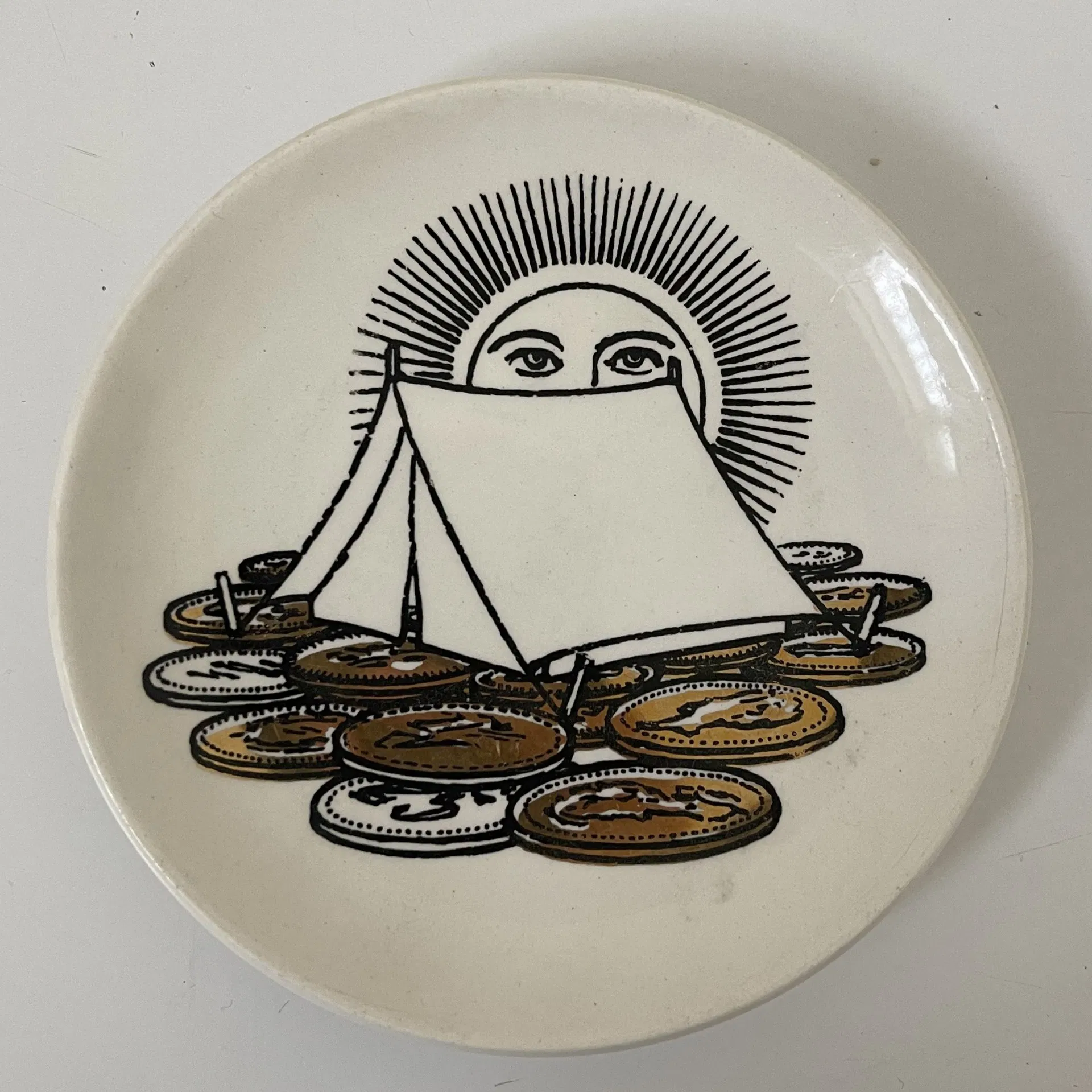 FORNASETTI PIERO, Otto sottobicchieri decoro "Monete" per Banca Unione Milano - immagine 5