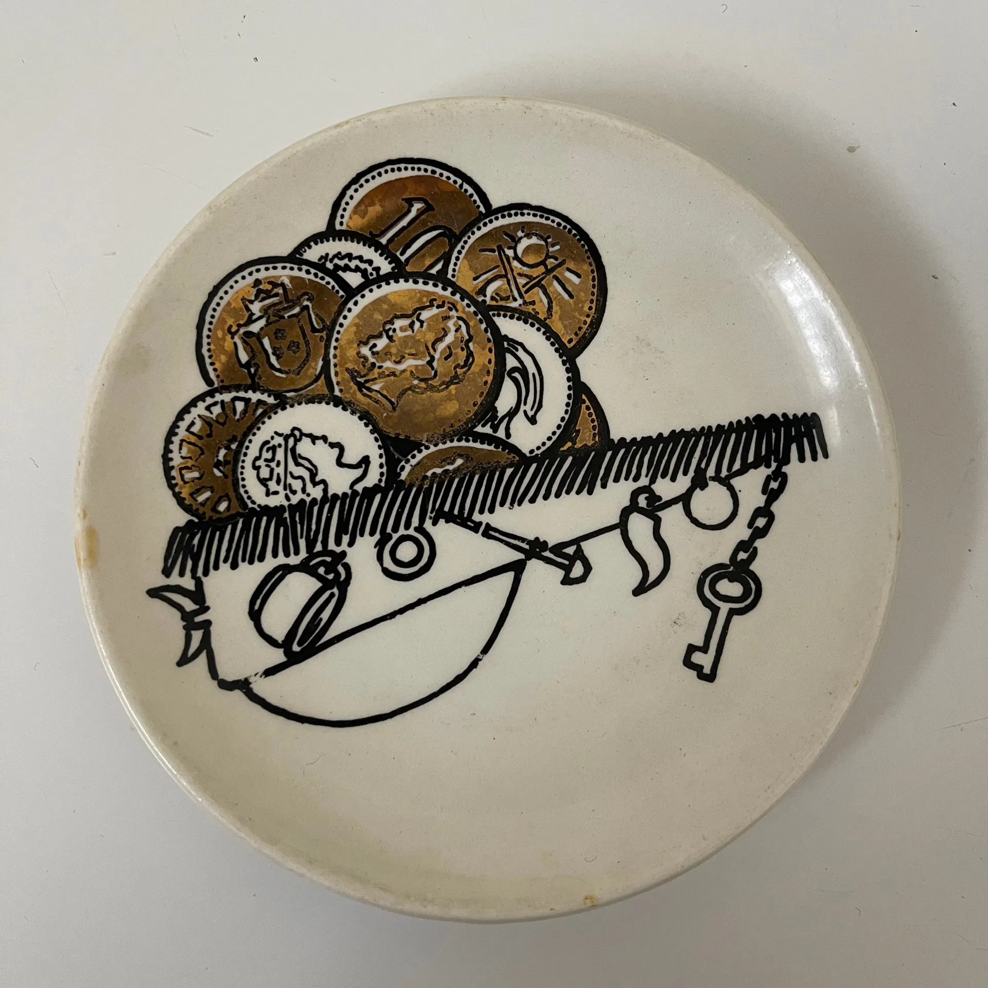 FORNASETTI PIERO, Otto sottobicchieri decoro "Monete" per Banca Unione Milano - immagine 6