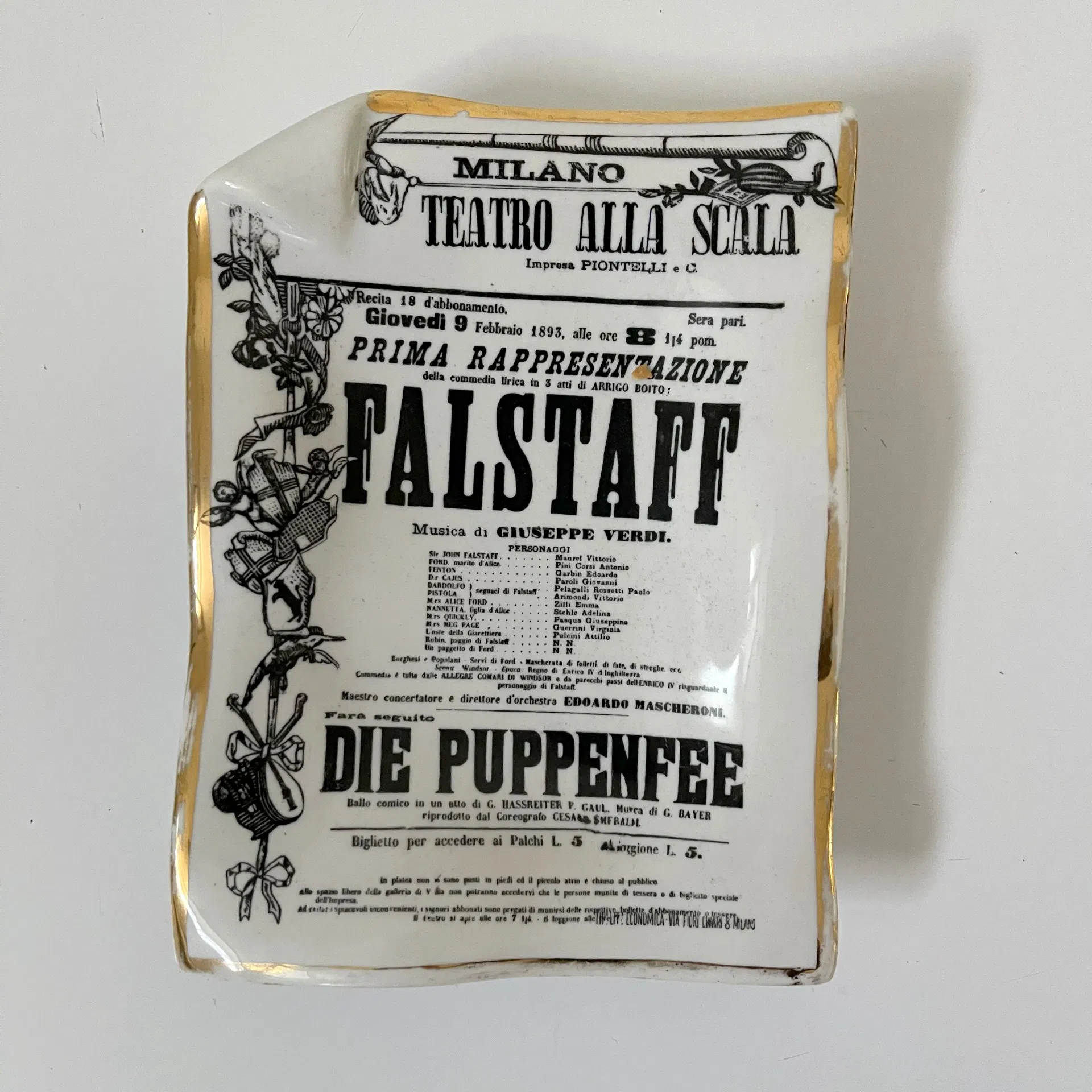 Quattro svuotatasche: Falstaff, Iris e Norma, ceramica con stampa grafica - Piero Fornasetti - immagine 3