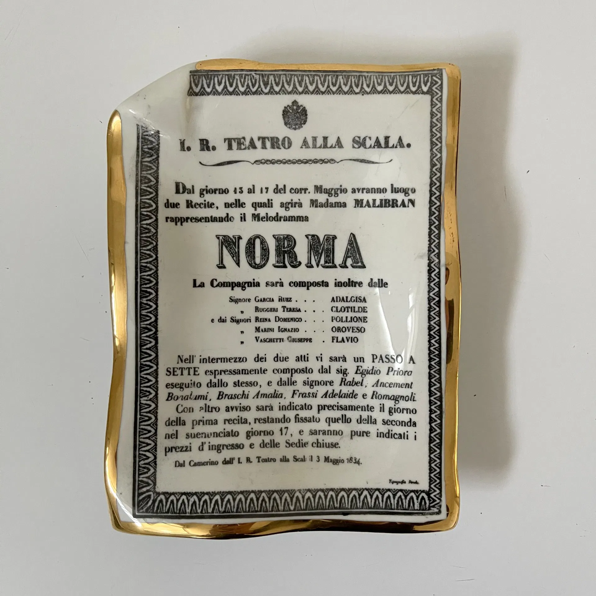 Quattro svuotatasche: Falstaff, Iris e Norma, ceramica con stampa grafica - Piero Fornasetti - immagine 6