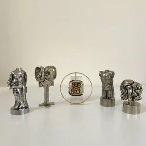 MIGUEL BERROCAL , Serie Micro - Multiples, sculture metallo cromato
