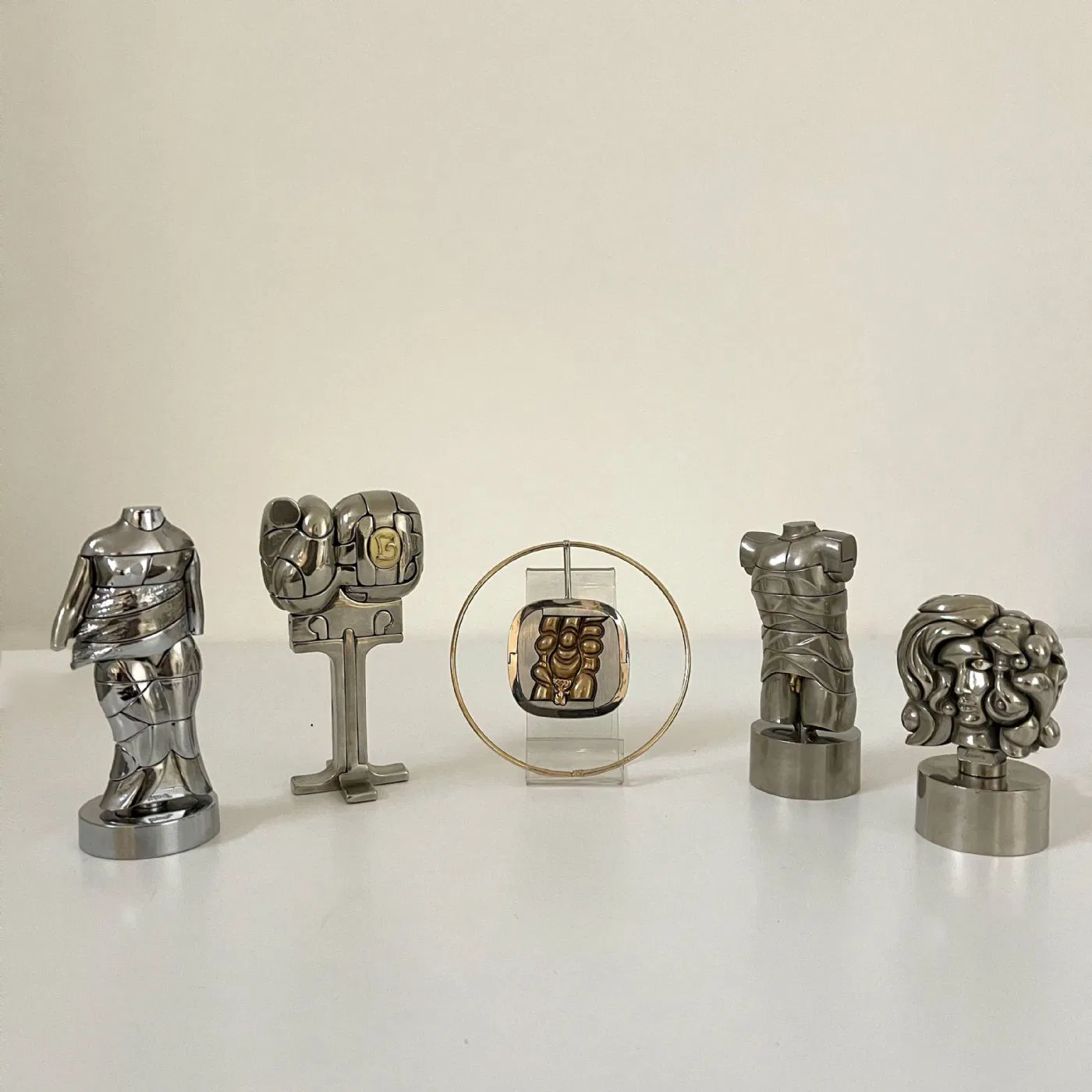 MIGUEL BERROCAL , Serie Micro - Multiples, sculture metallo cromato