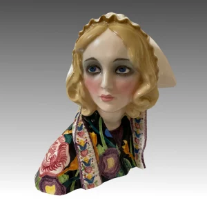 La campagnola bella - Scultura busto di donna ceramica di Sandro Vacchetti