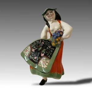 Scultura donna sarda in ceramica dipinta a mano