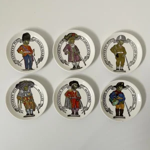 Sei sotto piattini Manneken Pis, ceramica dipinta - Piero Fornasetti