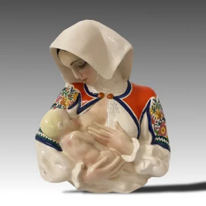 La maternità sarda, scultura ceramica decorata - Sandro Vacchetti